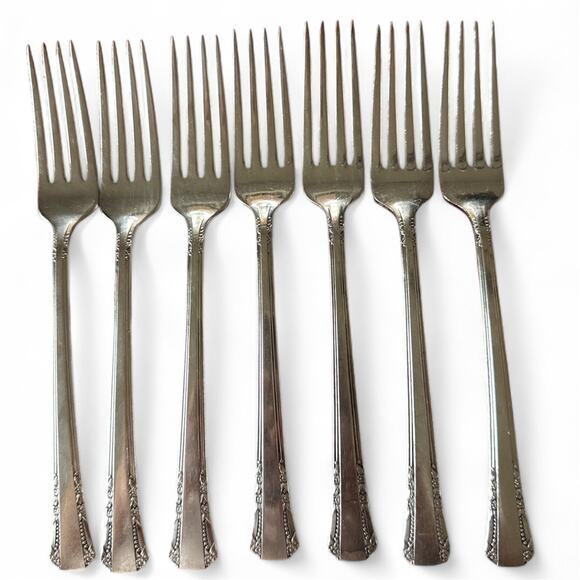 Set VTG 1881 Rogers Oneida Silver-Plated DEL MAR Flatware, Knives, Forks, Spoons - Picture 3 of 10